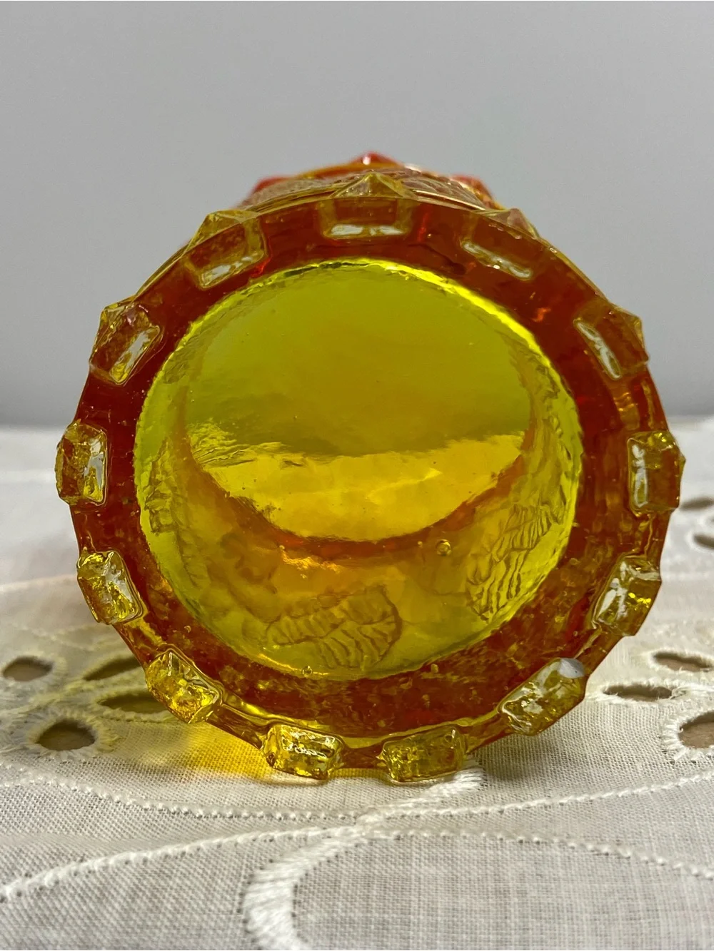 Vintage Kanawha Amberina Glass Toothpick Holder Eagle and Stars Patriotic Design